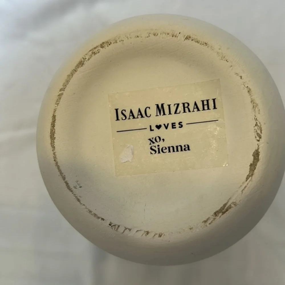 Isaac Mizrahi Loves , xo,Sienna White with Pink Drip Glaze Vase